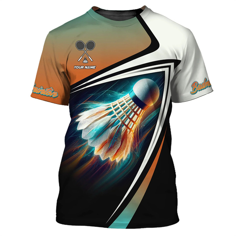 الريشة الرياضة تي شيرت ملابس ل - مراجعة Badminton Emoji وسعره
